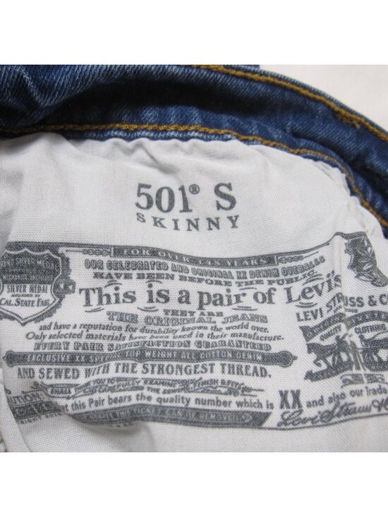 Levi's 501 Skinny Jeans Sz 27x24 High Waisted Button Fly Distressed Raw Hem - Picture 9 of 10